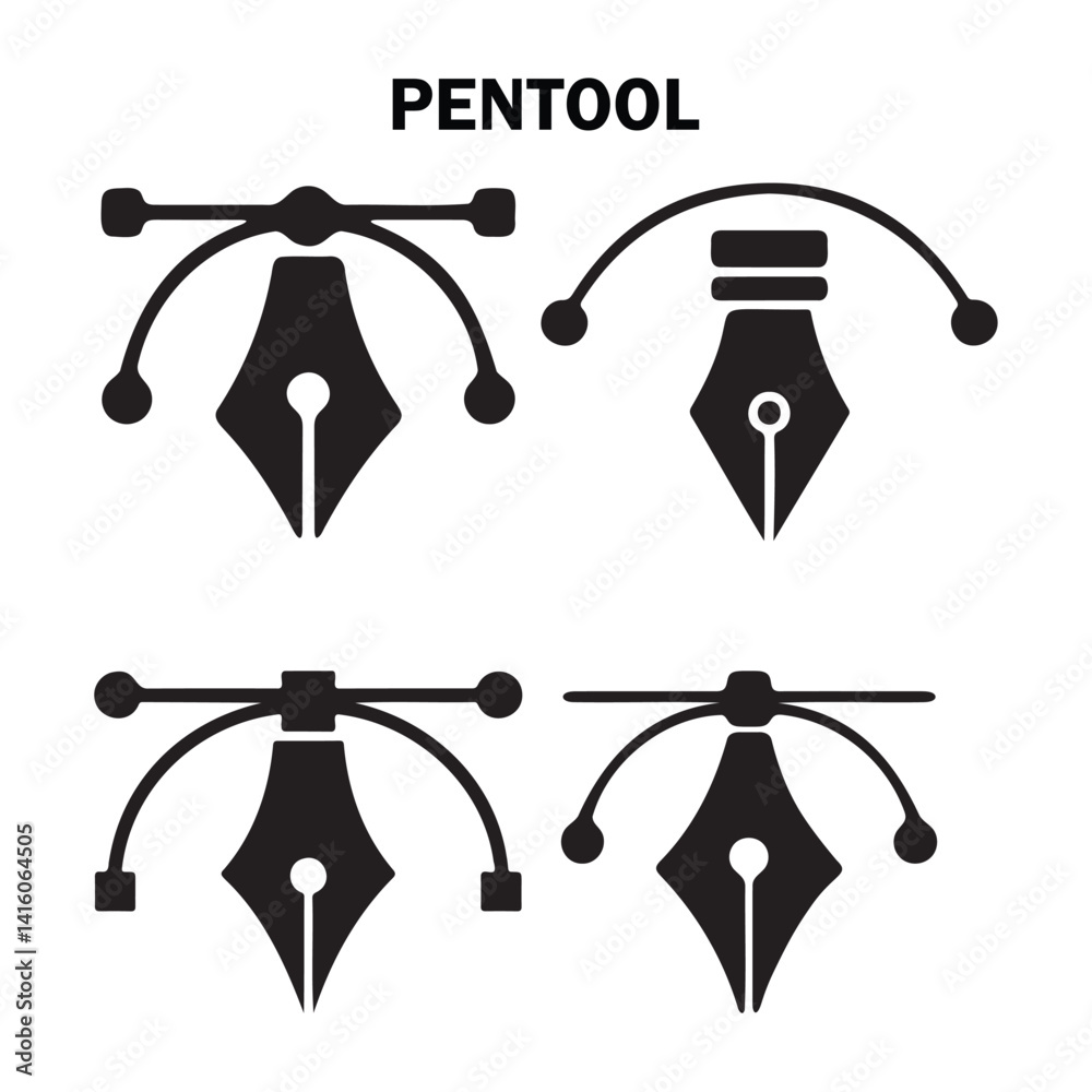 Vector Illustration of Pen Tool with Connection Lines for Graphic Design Software