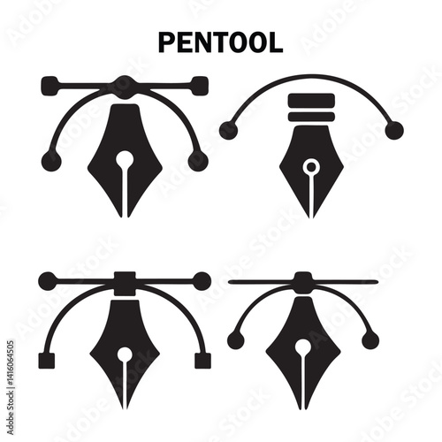 Vector Illustration of Pen Tool with Connection Lines for Graphic Design Software