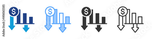 Reduction icon set multiple style collection