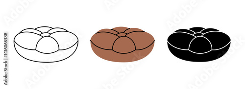 Round pillows icon set. Plump pillows for sleeping. Vector illustration.
