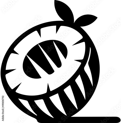stylized sliced coconut showing white flesh, vector illustration 