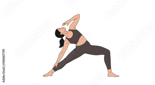 There is a woman that doing yoga pose on white background...