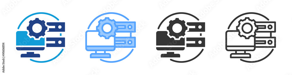 Digital Storage icon set multiple style collection Digital Storage icon set multiple style collection