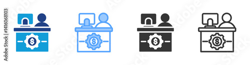 Receptionist Services icon set multiple style collection