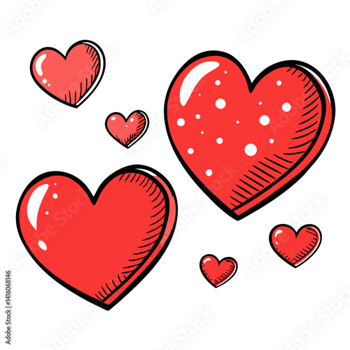 Red hearts clip art vector illustration for valentine's day love design