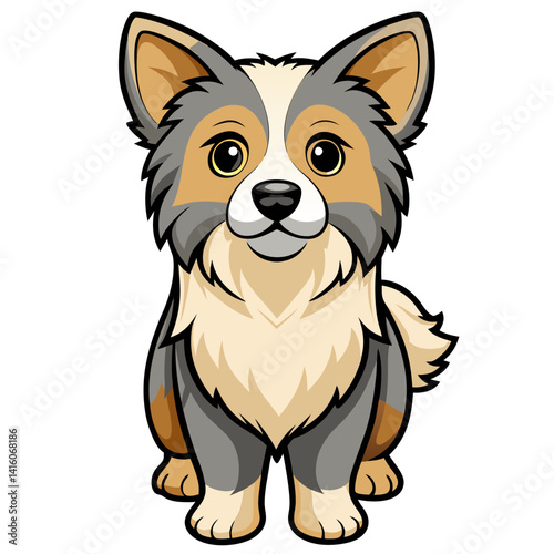 Cute corgi puppy dog cartoon illustration adorable pet animal drawing design