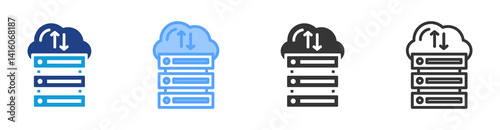 Cloud Storage icon set multiple style collection