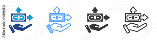 Spend icon set multiple style collection