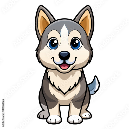 Cute cartoon husky puppy dog illustration pet animal friendly adorable breed