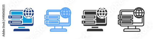 Web Hosting icon set multiple style collection