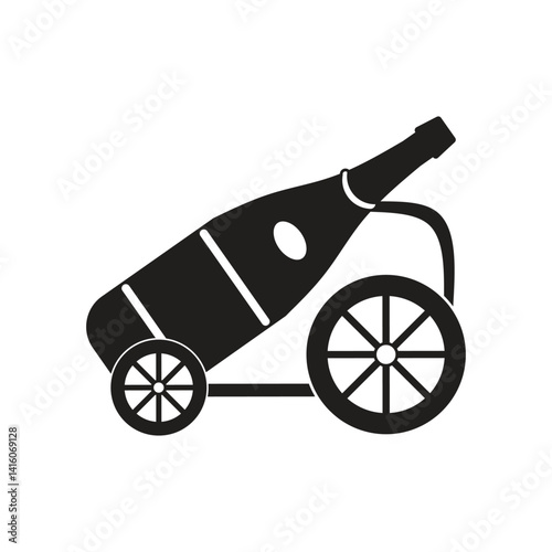 Wine Bottle with Wheels Black Icon