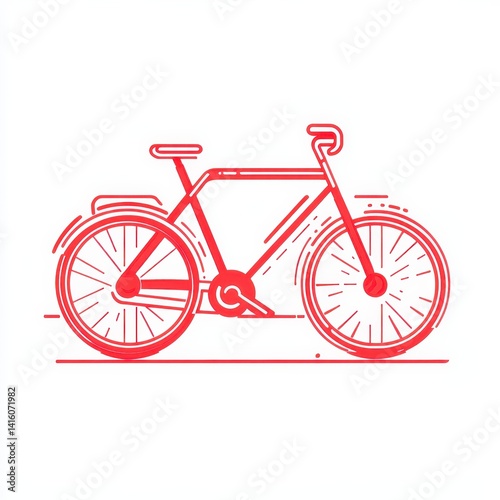 Red Minimalist Bicycle Outline Icon