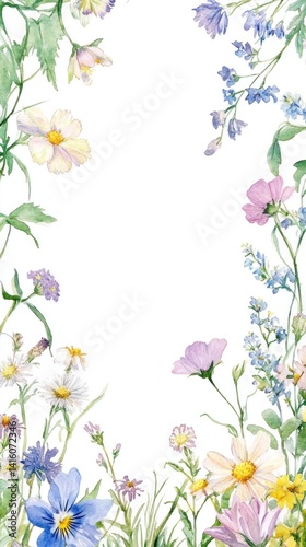Wallpaper Mural Watercolor floral frame Torontodigital.ca