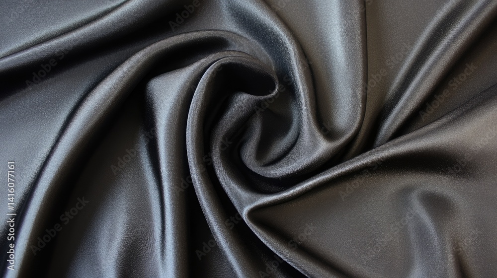 Fototapeta premium A dramatic black fabric backdrop with intricate folds. creating a sense of depth and elegance. suitable for photography. theater. or artistic presentations