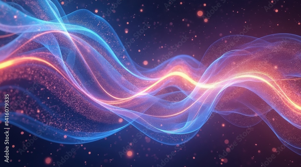 Obraz premium Abstract colorful wave patterns with sparkling effects.