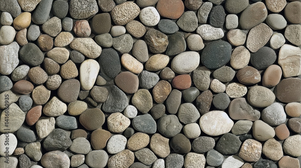 Natural pebbles and stones outdoor setting textured image ground view earthy aesthetics for landscape design Natural pebbles and stones outdoor setting textured image ground view earthy aesthetics for landscape design
