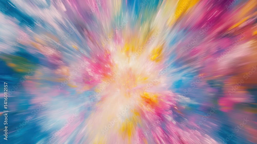 Obraz premium Colorful abstract zoom burst, vibrant hues, cosmic background, design element