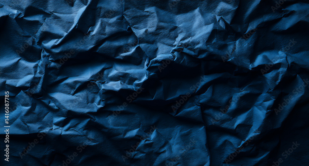 Fototapeta premium a dark blue background with the texture of crumpled paper
