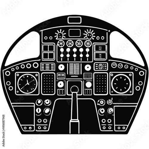 Airplane Cockpit With Instrument Panel Details