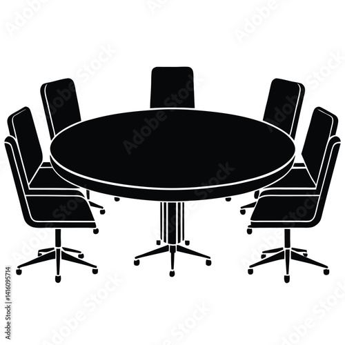 Isolated Meeting Table on White Background