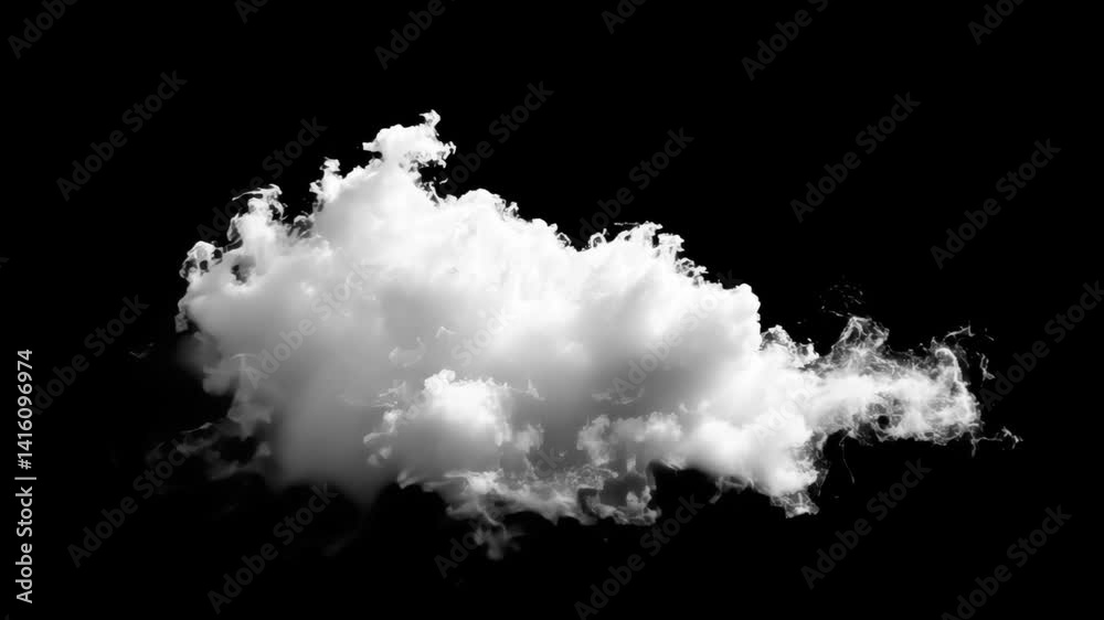 Isolated fluffy cloud on black animation isolated asset, transparent 4K video, alpha channel, ProRes 4444 Isolated fluffy cloud on black animation isolated asset, transparent 4K video, alpha channel, ProRes 4444