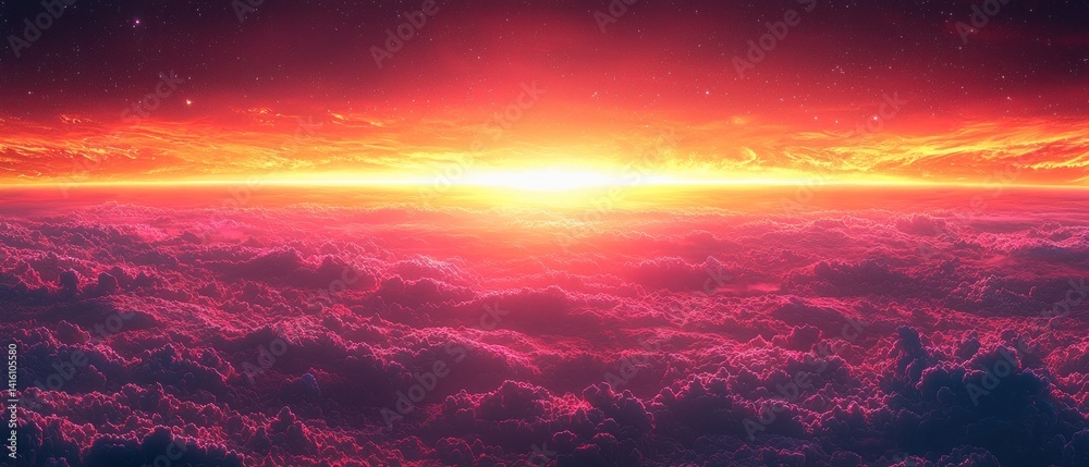 Fototapeta premium Fiery Sunrise Over Clouds