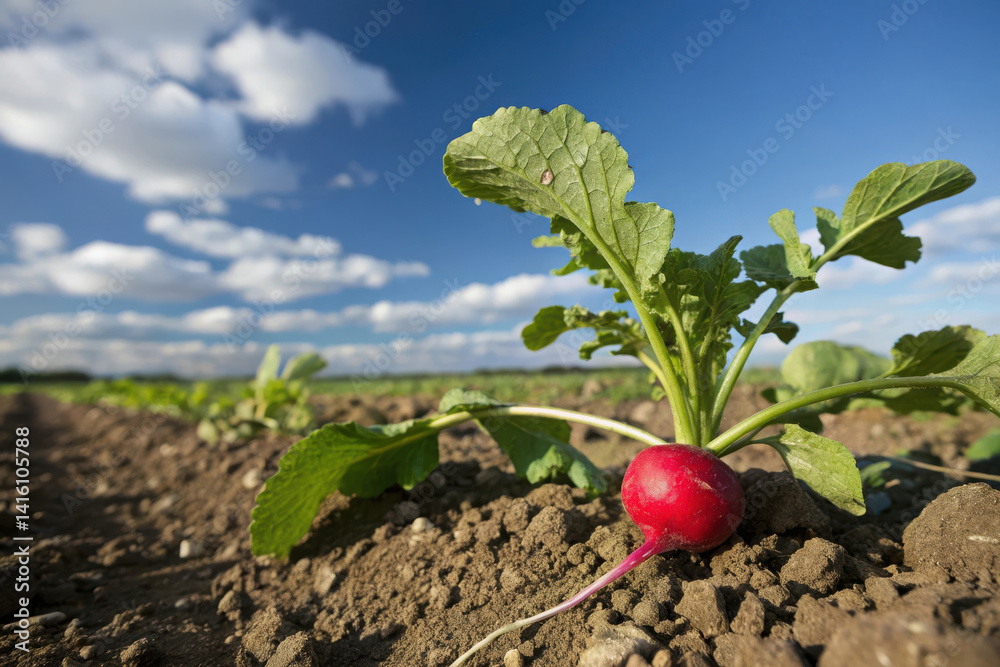 On the ground in the field lies a radish with a batwa close-up sunny day On the ground in the field lies a radish with a batwa close-up sunny day