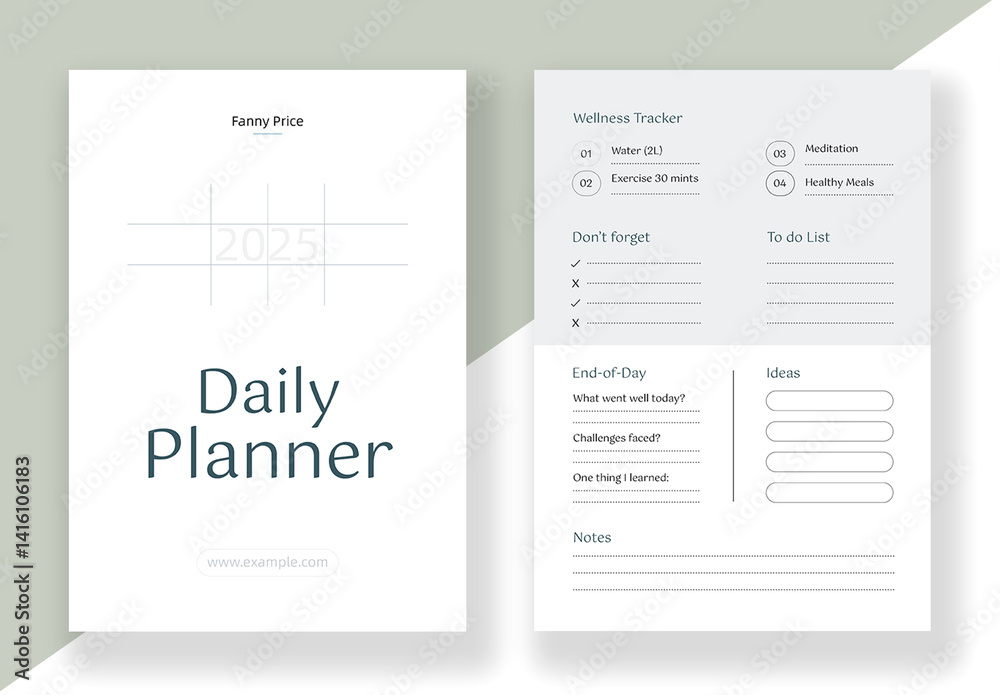 Daily Planner Layout Stock Template | Adobe Stock
