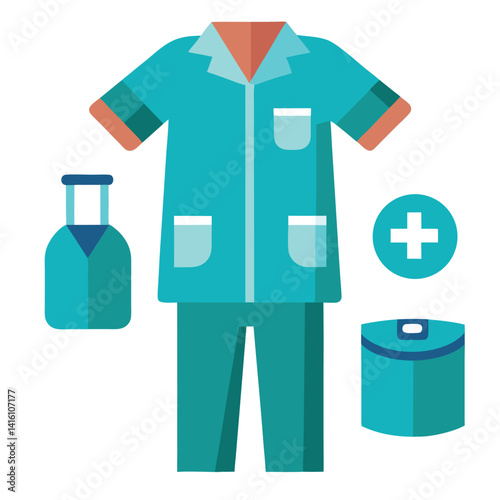 scrubs nurse equipment isolated on white background

