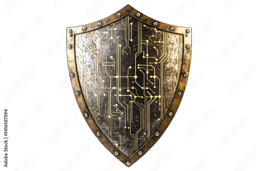 golden shield isolated on white