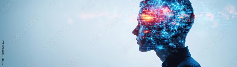 Abstract person with flowing thoughts Abstract person with flowing thoughts