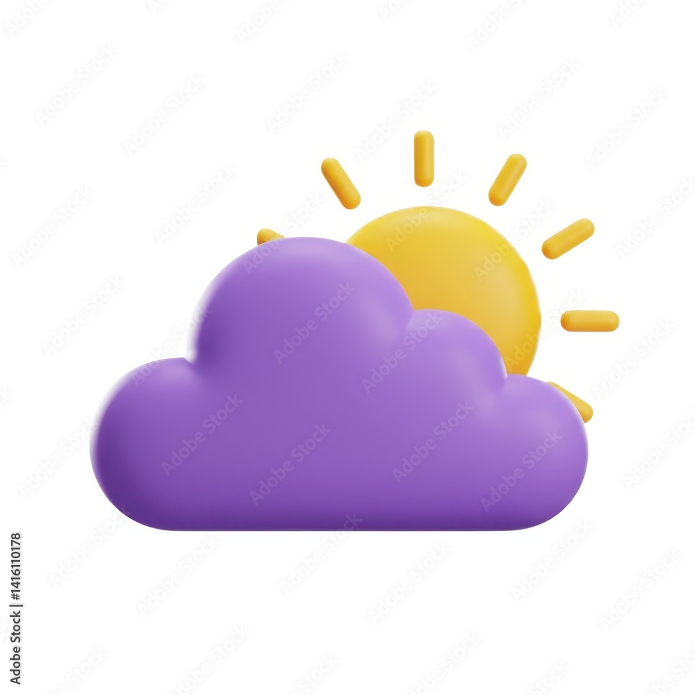 Cloud and sun illustration on white background Cloud and sun illustration on white background