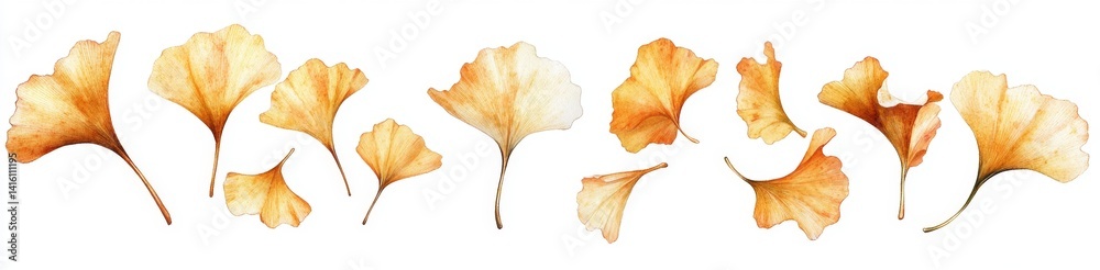 Naklejka premium Delicate Ginkgo Biloba Leaves (1)