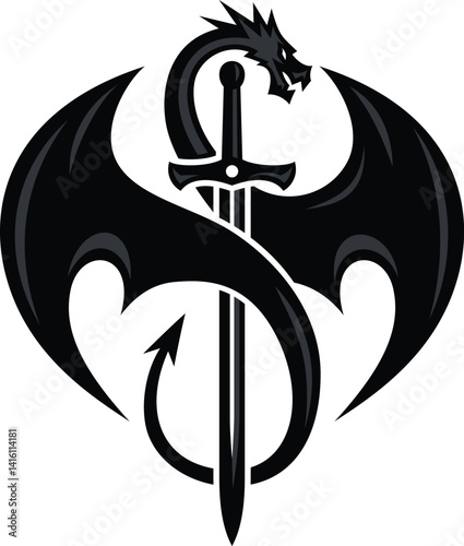 Symbol of Dragon Wrapped Around the Sword