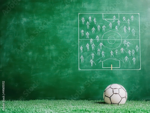 Wallpaper Mural Background of soccer team formation and tactic drawing on the green football chalkboard board Soccer playbook to win the championship Torontodigital.ca