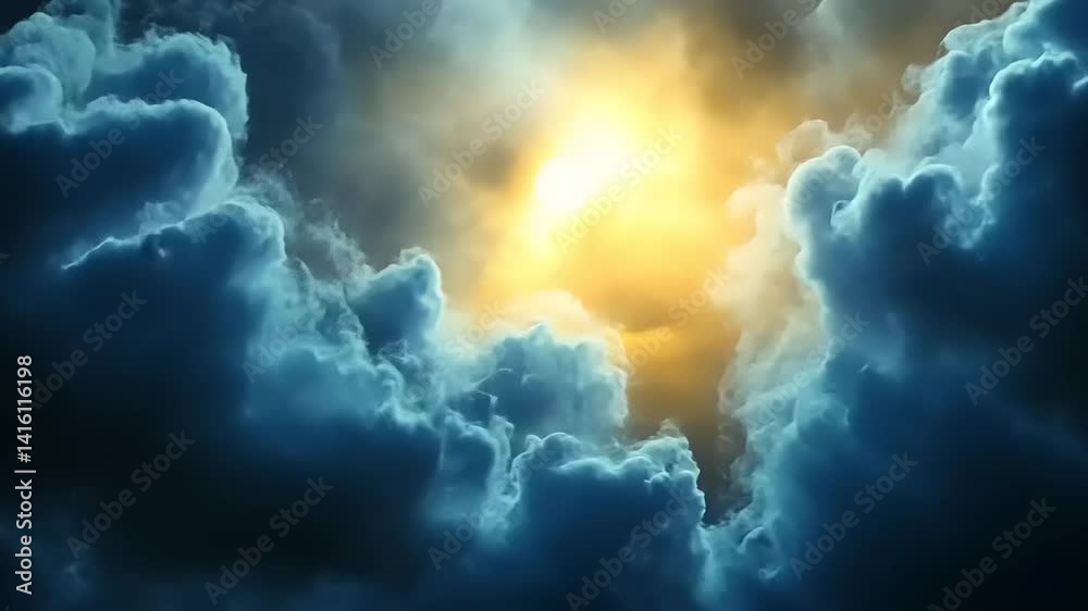 Dramatic cloudscapes, sun peeking through stormy weather