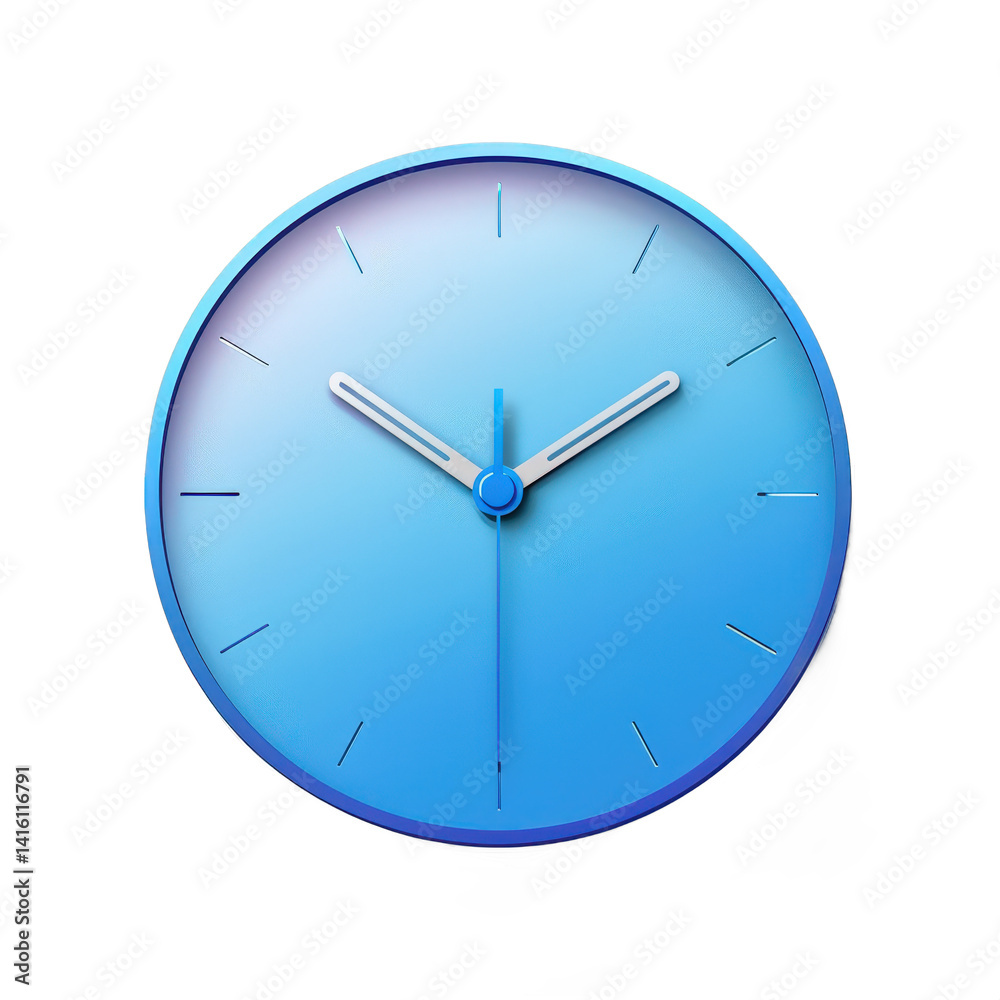 A minimalist blue clock design featuring a gradient background, showcasing the passage of time with simple hour and minute hands, ideal for modern decor or digital applications A minimalist blue clock design featuring a gradient background, showcasing the passage of time with simple hour and minute hands, ideal for modern decor or digital applications