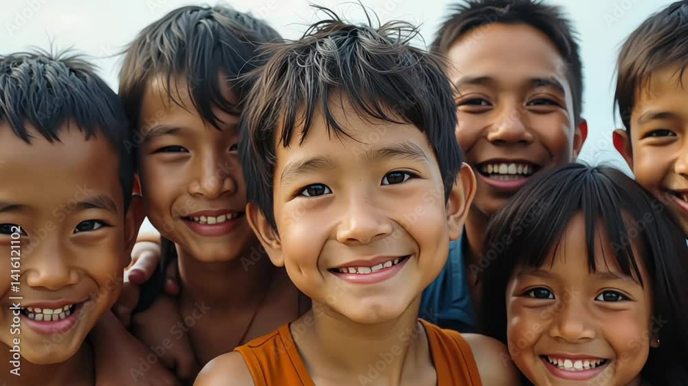 Group of happy children smiling, friendship, innocence, and diversity Group of happy children smiling, friendship, innocence, and diversity