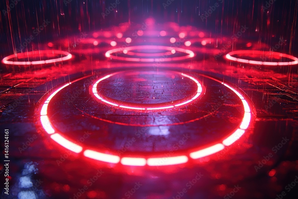Fototapeta premium Neon Circles Rain