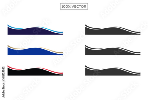 Set of divider, border, footer shape with color gradient vector illustration