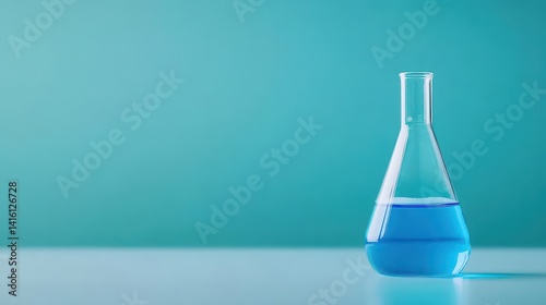 blue solution methylene blue in erlenmeyer, experiments in chemistry laboratory photo