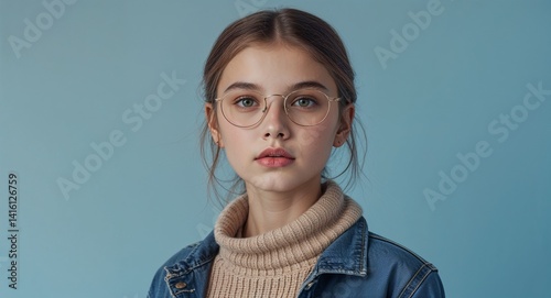 Obraz na płótnie teen Caucasian girl portrait Fashion model trendy ad concept background with copy space w salonie