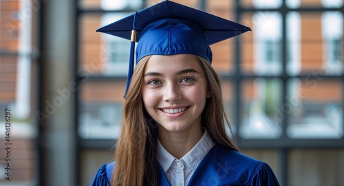 Obraz na płótnie teen Caucasian girl portrait graduation university school happy concept background with copy space w salonie