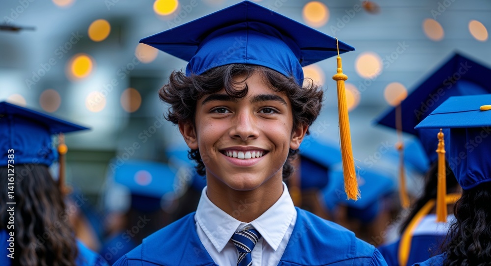 teen latin Hispanic boy portrait graduation university school happy concept background with copy space