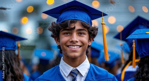Obraz na płótnie teen latin Hispanic boy portrait graduation university school happy concept background with copy space w salonie