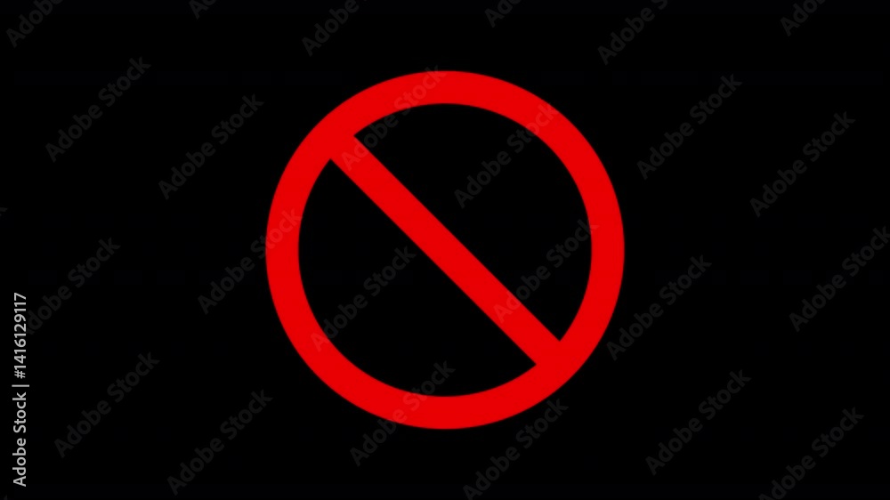 Red Prohibition Symbol Animation on Transparent Background