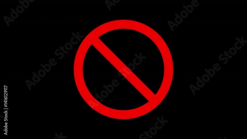 Red Prohibition Symbol Animation on Transparent Background
