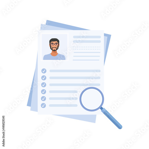 Illustration of the resume screening process. Concept of professional employee selection on a white background.