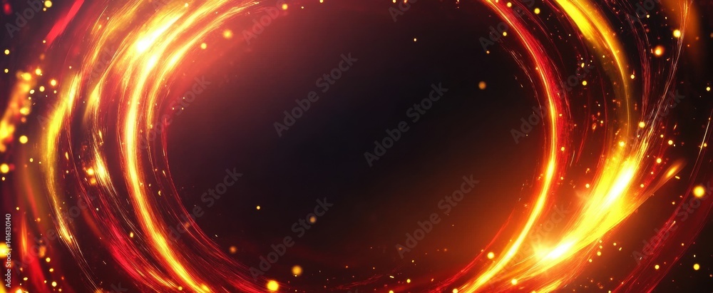 Obraz premium Vibrant Abstract Background with Glowing Lights and Radiant Swirls in Rich Orange and Gold Hues