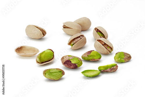 pistachio nuts on white background